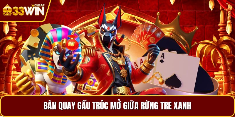 Bàn quay gấu trúc mở giữa rừng tre xanh